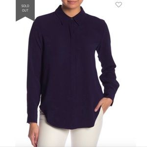 Theory Navy Sunaya Urban Crepe Shirt